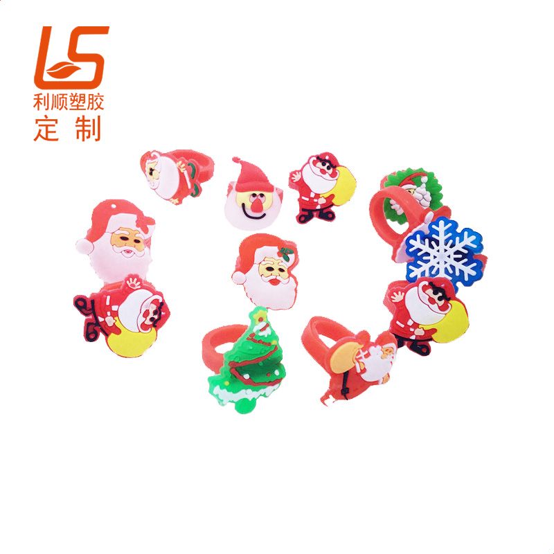 定制PVC兒童節發光戒指 卡通軟膠公仔戒指燈